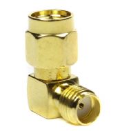 GOLD PLATED 90 DEGREE SMA MALE PLUG TO SMA FEMALE JACK ADAPTER CONNECTOR